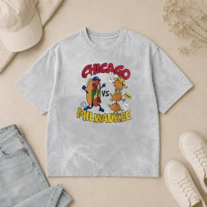Pretty Chicago Cubs Vs Milwaukee Brewers Baseball Hot Dog Cheese Curds Washed T-Shirt