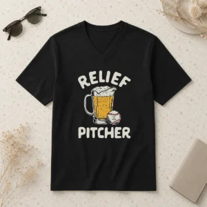 Pretty Relief Pitcher Beer Mug Baseball V-Neck Shirt