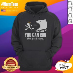 Pretty Angel Fleeing From Shark You Can Run He Will Send A Ride Humor Hoodie