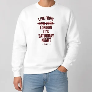 Nice Live From London It'S Saturday Night Live UK In 2026 Sweater, cozy crewneck sweater with bold text design