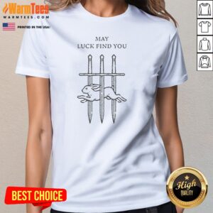 Smay Luck Find You ladies tee featuring a vibrant and uplifting design for everyday wear.