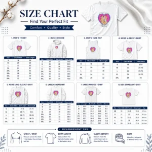 Size chart and sizing guide for Awesome Stable Thats For Horses Horse Pun Funny Animal with measurements in inches and cm