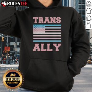 Good Pride USA Flag Trans Ally Hoodie featuring vibrant colors and a bold design for proud supporters.
