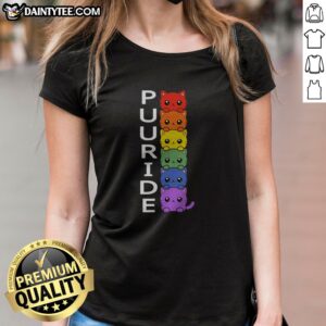 Pretty Puuride Cute Cats Ladies Shirt featuring adorable cat graphics on a soft fabric.