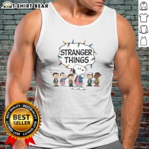 Top Snoopy Eleven Peanuts Stranger Things Characters And Lights Tank top featuring iconic characters in vibrant colors.