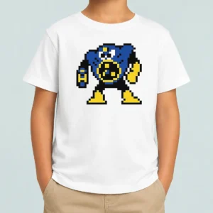 Nice Blue Robot Pixel Art Mega Man Style Kids T-Shirt