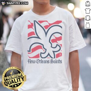 Nice New Orleans Saints American Heritage Wordmark Shirt displayed on a neutral background