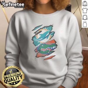 Pretty Miami Dolphins Florida Gators Ripped Skin Effect NFL NCAA Sport sweatshirt showcasing unique graphic design.