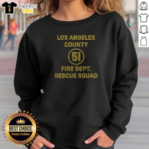 Nice Los Angeles County Fire Dept 51 Rescue Squad Sweatshirt in dark color with front logo print