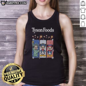 Good Tyson Foods Mickey Mouse Statue Of Liberty Patriot And Uncle Sam Tank Top featuring a patriotic graphic on a sleeveless tank