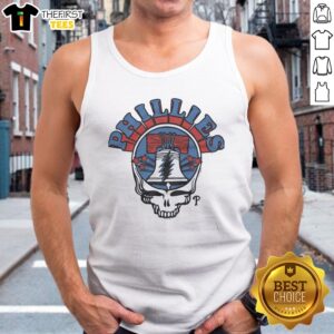 Original Philadelphia Phillies X Grateful Dead Skull Liberty Bell MLB Tank top featuring vibrant graphics.