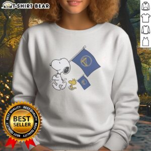 Original Snoopy And Woodstock Holding Golden State Warriors Flags To Cheer Sweatshirt featuring vibrant graphics
