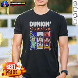 Premium Dunkin Mickey Mouse Patriotic Statue Of Liberty Uncle Sam Shirt featuring a bold graphic on a comfortable cotton tee