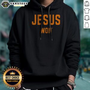 Nice Jesus Won Apparel Christian Faith Religious Message Theme hoodie in black with bold white lettering