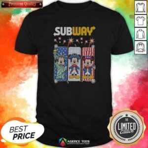 Good Hot Subway Mickey Mouse Statue Of Liberty Uncle Sam Fourth Of July shirt optimized on a crew neck cotton tee
