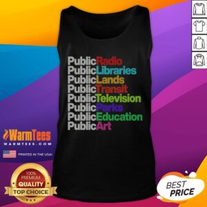 Awesome Public Libraries Radio Transit Parks Graphic tank top featuring a vibrant design for library lovers.