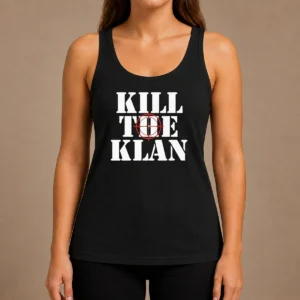 Official Kill The Klan Anti Racism Crosshair Target Graphic Statement tank top in black with bold graphic on front