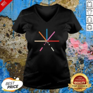 Awesome Abstract Geometric Color Burst Minimalist Pattern Composition V Neck Shirt optimized for flattering fit and comfort