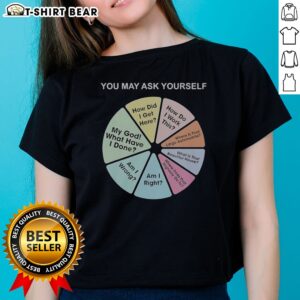 Pretty Talking Heads You May Ask Yourself How Did I Get Here What Have I Done Ladies Shirt in a vibrant display