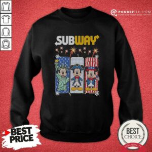 Good Subway Mickey Mouse Statue Of Liberty Uncle Sam Fourth Of July sweatshirt optimized, comfortable crewneck sweatshirt with patriotic design
