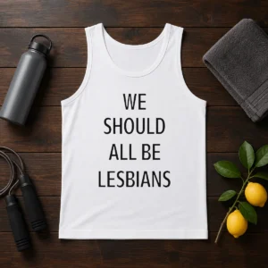 Top We Should All Be Lesbians Quote Tank Top