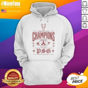 Pretty Champions League Champion PSG Paris Est Magique 2025 2026 hoodie featuring vibrant colors and team logo