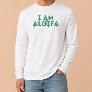 Awesome I Am Algae DC Reflecting Pool Anti Trump Activist long sleeve shirt in black with bold graphic print
