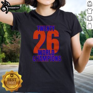 Original New York Yankees Twenty 26 World Champions Ladies shirt displayed on a flat surface