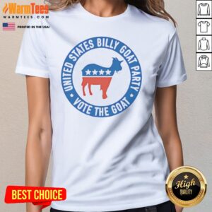 Funny United States Billy Goat Party Vote The Goat American Politics Satire ladies tee displayed on a neutral background