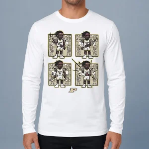 Pretty Basketball Purdue The Lance Dance Lance Jones Long Sleeve Shirt in black with bold graphic print