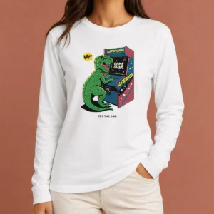 Good Asteroids Game Over Dinosaur Funny Long Sleeve Shirt