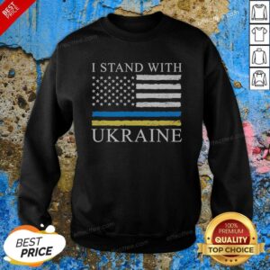 Premium United States America USA I Stand With Ukraine sweatshirt optimized for showcasing in a product gallery.