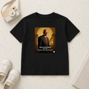 Pretty Alan Greenspan 1926 2026 Economist WHO Steered The US Monetary Policy During His Five Term kids t shirt in navy blue, front view