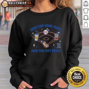 Pretty Here For Home Runs And The Hot Dogs Boston Red Sox MLB Baseball Mascot Food Sweatshirt in navy blue
