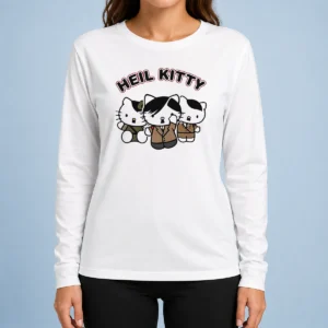 Top Heil Kitty Parody Satire Cartoon Funny Long Sleeve Shirt