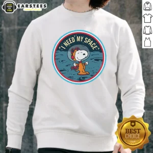 Pretty Peanuts Snoopy On The Moon I Need My Space Mens Sweatshirt