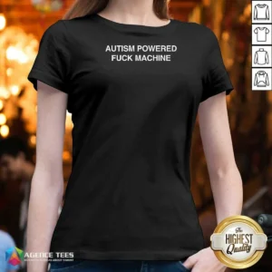 Good Autism Powered Fck Machine V Neck Shirt v neck optimized showing front view on a fitted short sleeve garment