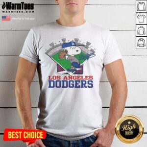 Snoopy Los Angeles Dodgers MLB Stadium shirt featuring a playful snoopy graphic and vibrant team colors.