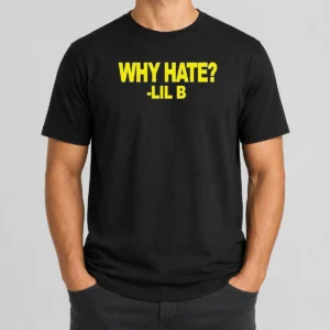 Nice Basedworld Lil B Why Hate Based God Rap t shirt in black, short sleeve crewneck cotton tee