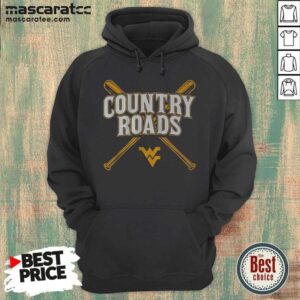 Pretty West Virginia Baseball Country Roads hoodie optimized for showcasing the garment design