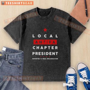 Alt Text: Hot Local Antifa Chapter President wearing a washed t-shirt, promoting activism and community engagement.
