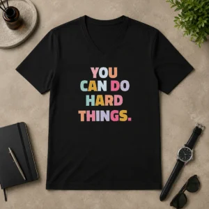Awesome You Can Do Hard Things Teacher V-Neck Shirt