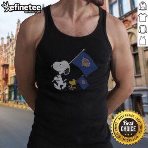 Premium Snoopy And Woodstock Holding New York Knicks Flags To Cheer tank top featuring vibrant colors and fun graphics