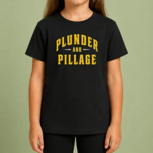 Official Plunder And Pillage Pittsburg PA Logo kids t shirt featuring bold graphic on soft cotton fabric