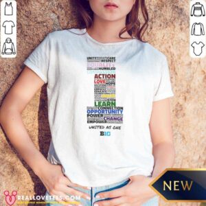 Hot Big Ten Conference United As One Word Cloud v neck optimized, showcasing team spirit and unity.