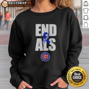 Good Nico Hoerner End ALS Chicago Cubs Sweatshirt featuring a comfortable fit and vibrant team colors
