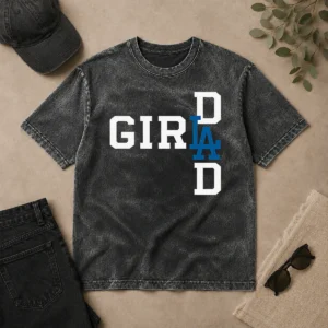 Top Los Angeles Dodgers LA Girl Dad Washed T-Shirt