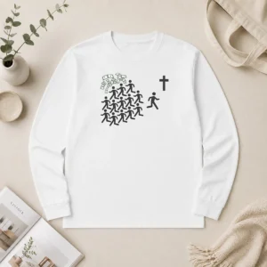 Funny Wearicy Jesus Over Money Graphic Long Sleeve Shirt