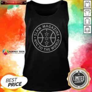 Awesome Slam Magazine NYC To The World Basketball tank top optimized for showcasing vibrant street style.