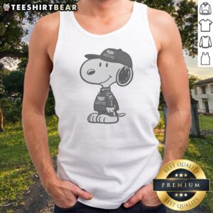 Premium Snoopy Gadillac Formula 1 Team Tank Top in white with graphic print featuring Snoopy and racing elements